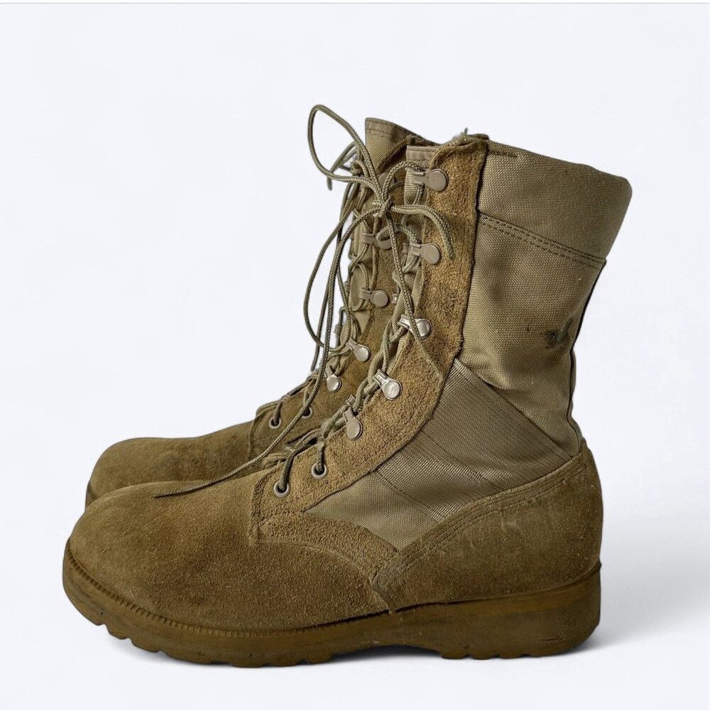 Military Lace Up Combat Boots Mens Sz 9.5 Hot‎ Weather Desert Tan Suede Tactical